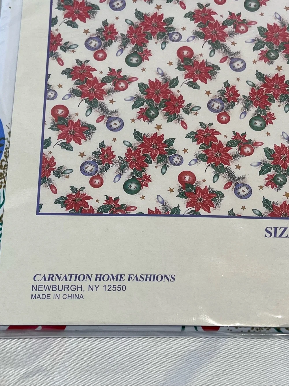 Vintage Christmas Poinsettia Vinyl Shower Curtain NOS 72x72